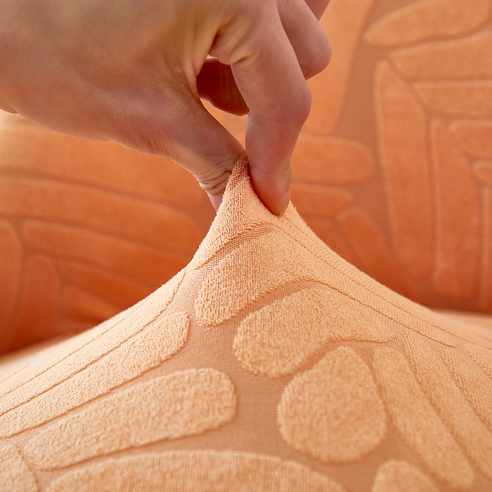 91家纺网 家纺一手货源 找家纺 共鸣沙发套 2024新款臻品提花系列椅套（扶手款弧形椅套） 织叶-卡橙