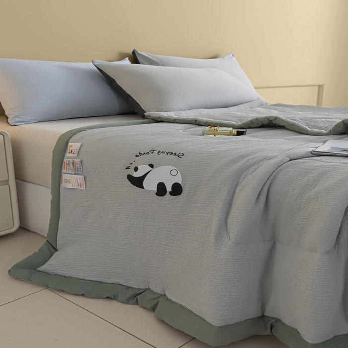 91家纺网 家纺一手货源 找家纺 梦初语 2024新款超柔泡泡棉夏被 灰色