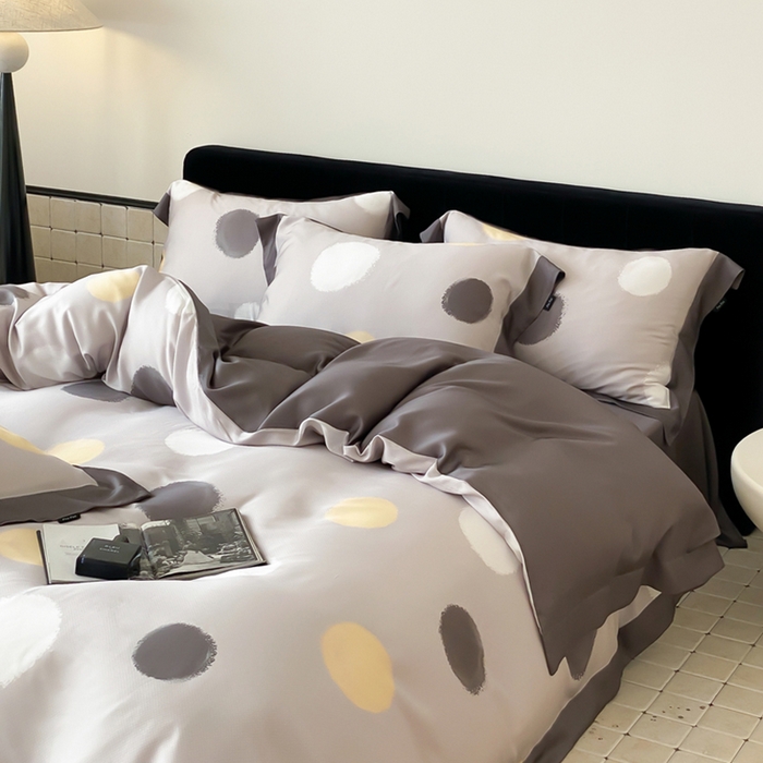 91家纺网 家纺一手货源 找家纺 优悦 2024新款天丝印花四件套 波普时尚-灰