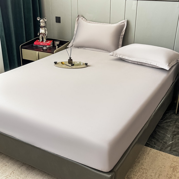 91家纺网 家纺一手货源 找家纺 宅家居 2024新款贡缎水洗真丝单品床笠三件套 绅士灰