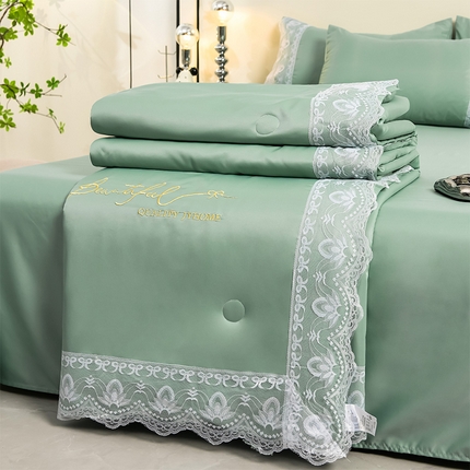 91家纺网 家纺一手货源 找家纺 （总）益多眠 2024爆款水洗真丝夏被四件套冰丝夏被轻奢夏被空调被羽毛夏被四件套绣花夏被