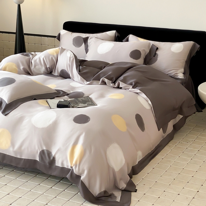 91家纺网 家纺一手货源 找家纺 优悦 2024新款天丝印花四件套 波普时尚-灰