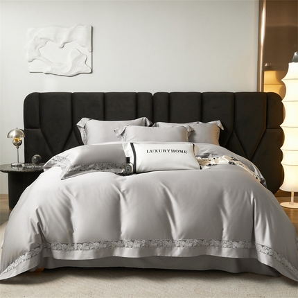 91家纺网 家纺一手货源 找家纺 时忆 2024新款100支天丝棉镂空四件套 柏林 雾灰