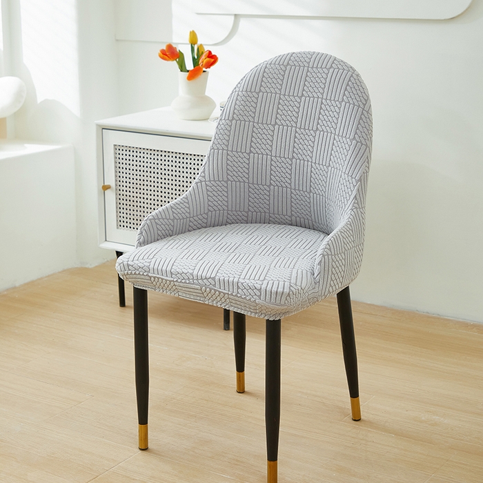 91家纺网 家纺一手货源 找家纺 共鸣沙发套 2024新款摇粒绒提花交织纹系列椅套（扶手款弧形椅套） 格纹-浅灰