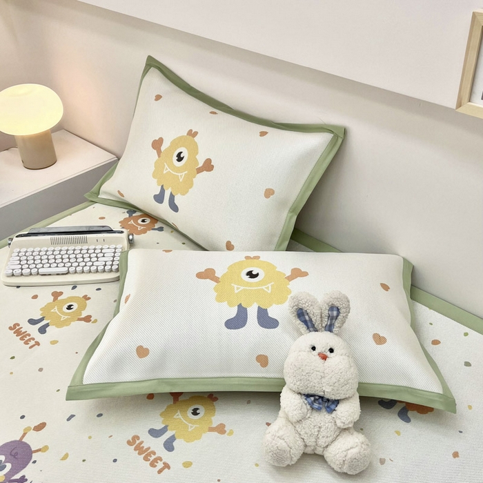 91家纺网 家纺一手货源 找家纺 全季家居 2024新款5A抗菌小清新数码印花冰藤席 多巴胺（床席款）