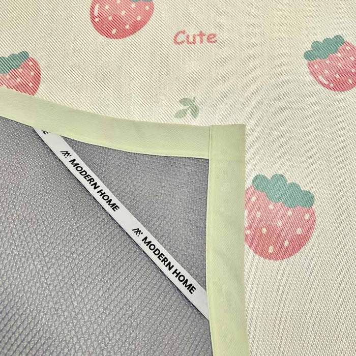 91家纺网 家纺一手货源 找家纺 全季家居 2024新款5A抗菌小清新数码印花冰藤席 草莓（床席款）