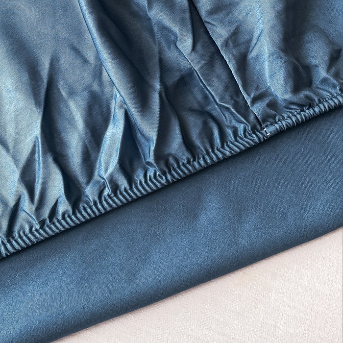 91家纺网 家纺一手货源 找家纺 宅家居 2024新款贡缎水洗真丝单品床笠三件套 宾利蓝