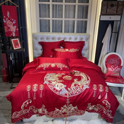 91家纺网 家纺一手货源 找家纺 （总）玖玖爱 2024新款100支提花婚庆四件套