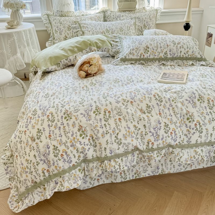 91家纺网 家纺一手货源 找家纺 眠屿家纺 2024新款全棉40支13372花边四件套 浅香