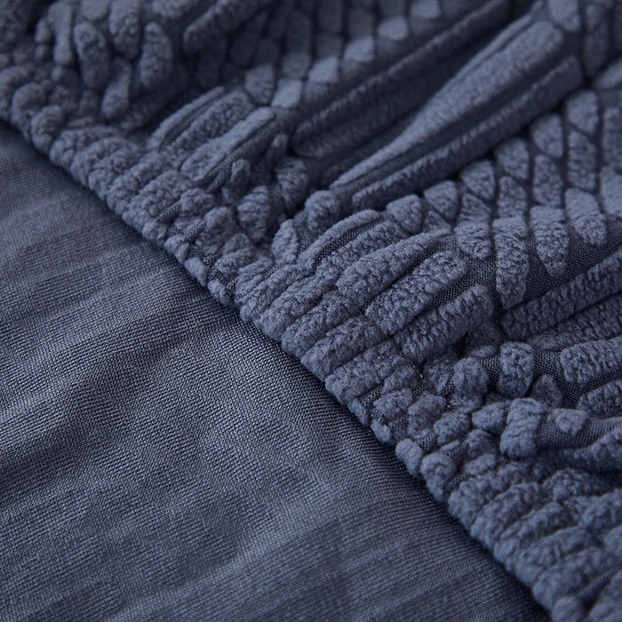 91家纺网 家纺一手货源 找家纺 共鸣沙发套 2024新款摇粒绒提花交织纹系列椅套（扶手款弧形椅套） 格纹-深灰