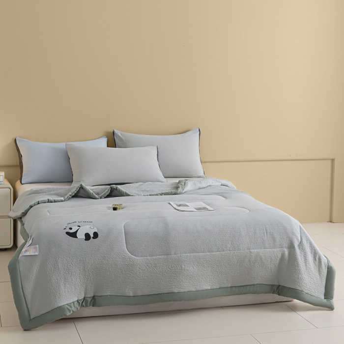 91家纺网 家纺一手货源 找家纺 梦初语 2024新款超柔泡泡棉夏被 灰色