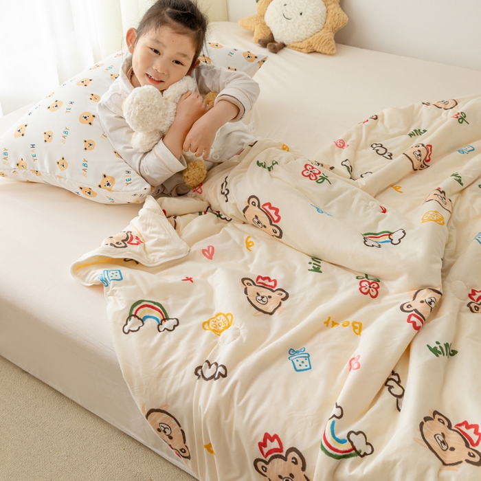 91家纺网 家纺一手货源 找家纺 寐眠 寐眠 2024新款针织棉大豆夏被【儿童图】 小熊