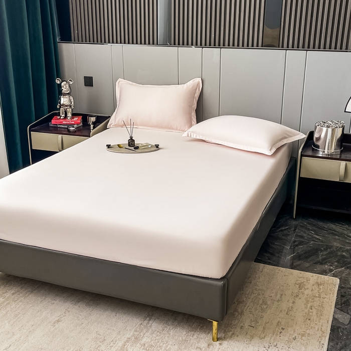 91家纺网 家纺一手货源 找家纺 宅家居 2024新款贡缎水洗真丝单品床笠三件套 粉玉