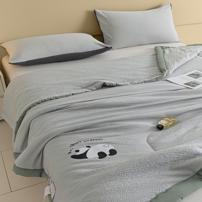 91家纺网 家纺一手货源 找家纺 梦初语 2024新款超柔泡泡棉夏被 灰色