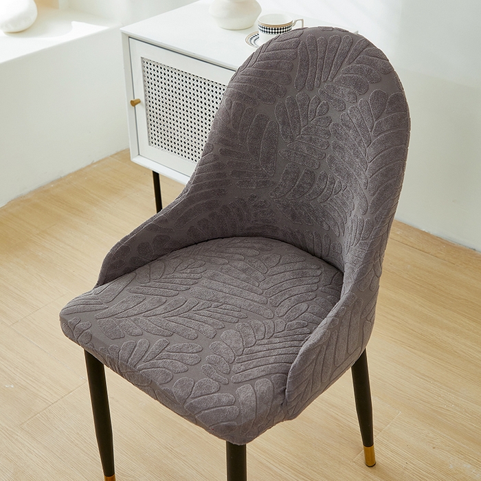 91家纺网 家纺一手货源 找家纺 共鸣沙发套 2024新款臻品提花系列椅套（扶手款弧形椅套） 织叶-冷灰