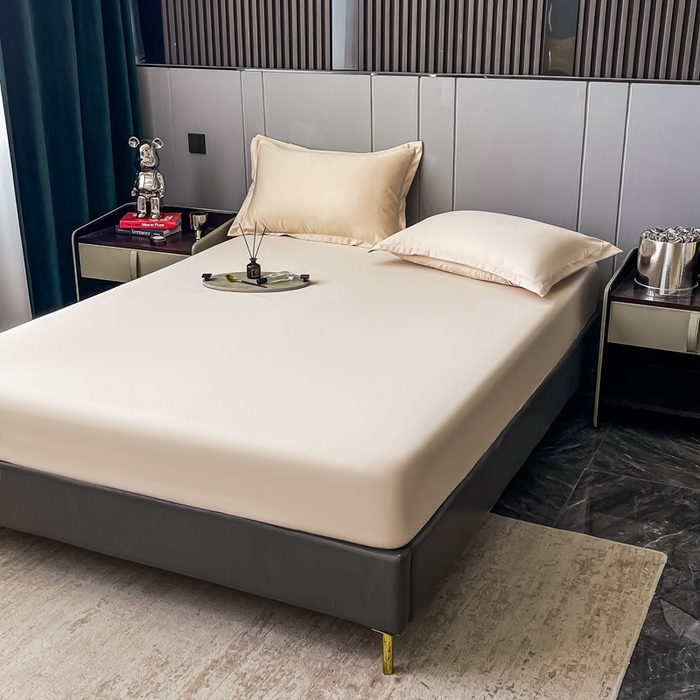 91家纺网 家纺一手货源 找家纺 宅家居 2024新款贡缎水洗真丝单品床笠三件套 香槟金