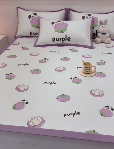 91家纺网 家纺一手货源 找家纺 全季家居 2024新款5A抗菌小清新数码印花冰藤席 山竹（床席款）