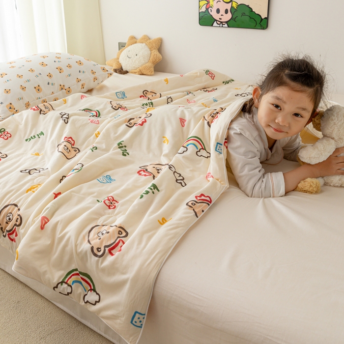 91家纺网 家纺一手货源 找家纺 寐眠 寐眠 2024新款针织棉大豆夏被【儿童图】 小熊