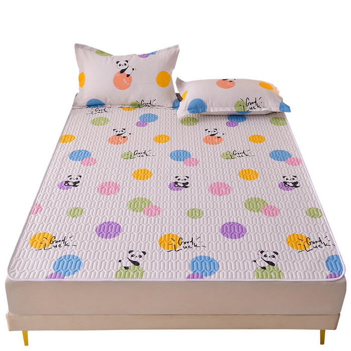 91家纺网 家纺一手货源 找家纺 床笠人家 2025新款全棉夹棉防水床垫 波点熊猫