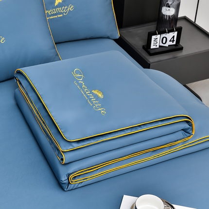 91家纺网 家纺一手货源 找家纺 （总）益多眠 2024爆款水洗真丝夏被四件套冰丝夏被轻奢夏被空调被羽毛夏被四件套绣花夏被