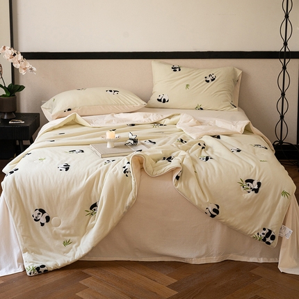 91家纺网 家纺一手货源 找家纺 华超针织 2024新款A类全棉针织印花夏被四件套 夏被盼达