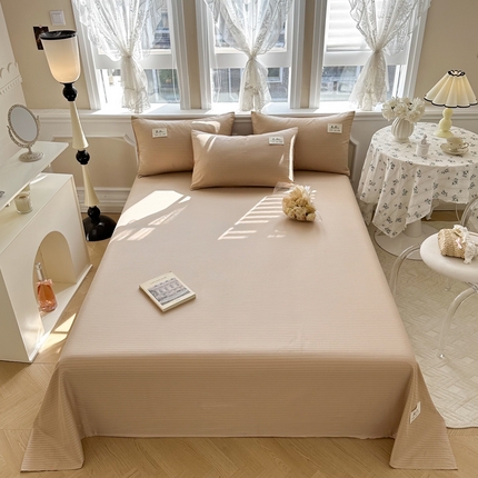 91家纺网 家纺一手货源 找家纺 眠博士 2024新款A类轻奢时尚全棉60贡缎提花单床单 床单-提花雅咖