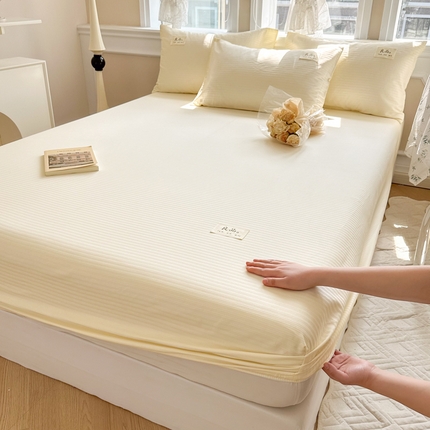 91家纺网 家纺一手货源 找家纺 眠博士 2024新款A类轻奢时尚全棉60贡缎提花床笠 床笠-提花雅白