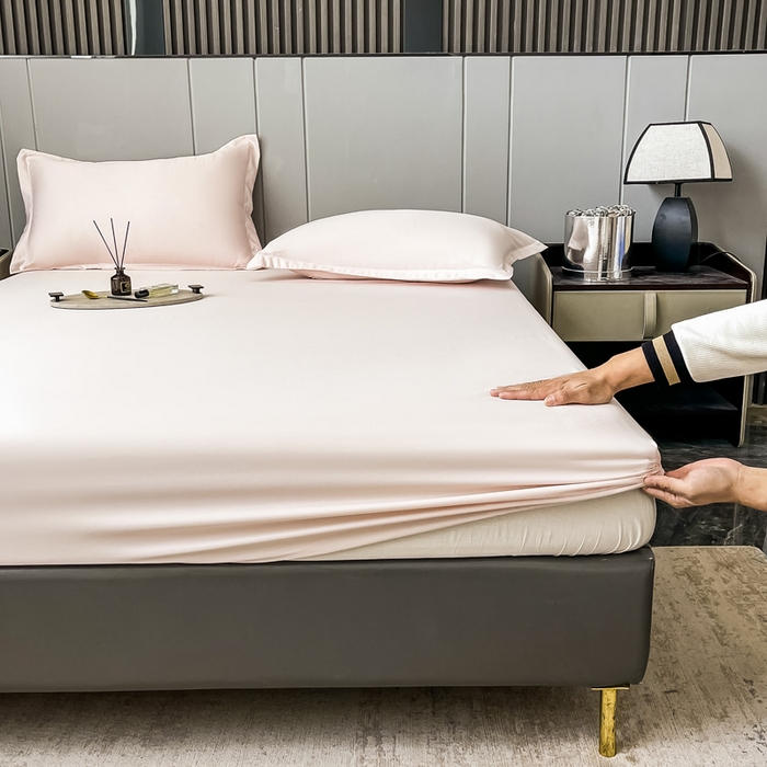 91家纺网 家纺一手货源 找家纺 宅家居 2024新款贡缎水洗真丝单品床笠三件套 粉玉