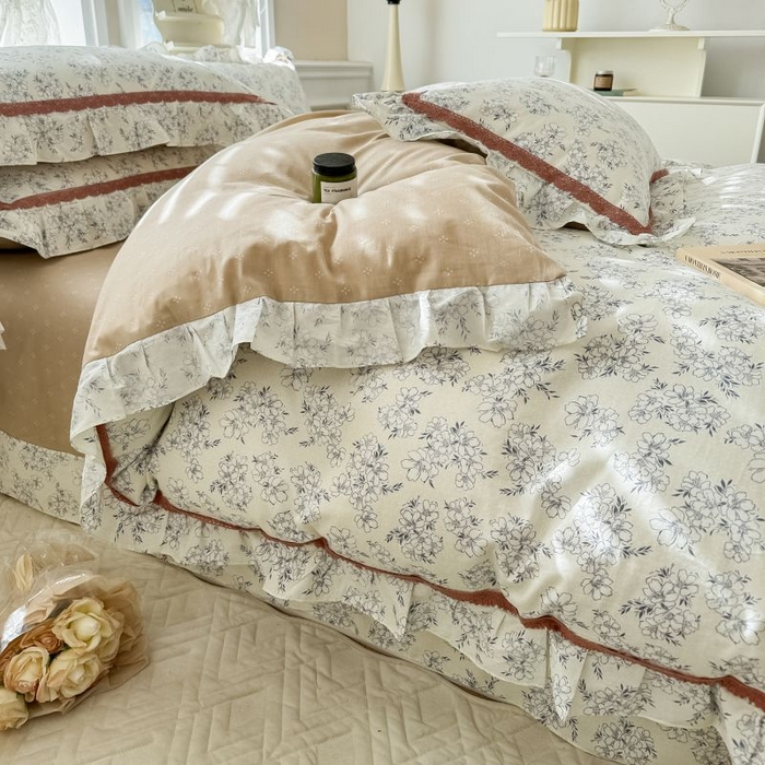 91家纺网 家纺一手货源 找家纺 眠屿家纺 2024新款全棉40支13372花边四件套 南笙