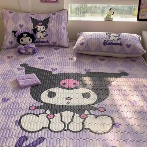 91家纺网 家纺一手货源 找家纺 金爱家 2024新款乳胶凉席-库洛米系列 桃心库洛米