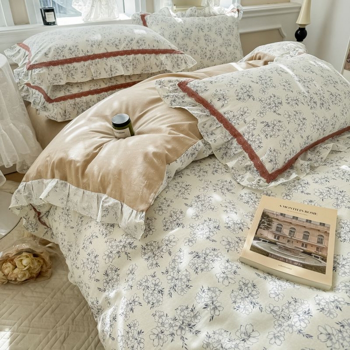 91家纺网 家纺一手货源 找家纺 眠屿家纺 2024新款全棉40支13372花边四件套 南笙