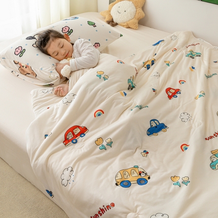91家纺网 家纺一手货源 找家纺 寐眠 寐眠 2024新款针织棉大豆夏被【儿童图】 小汽车