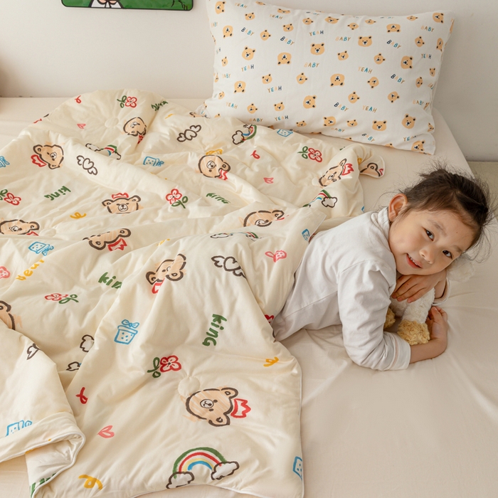 91家纺网 家纺一手货源 找家纺 寐眠 寐眠 2024新款针织棉大豆夏被【儿童图】 小熊