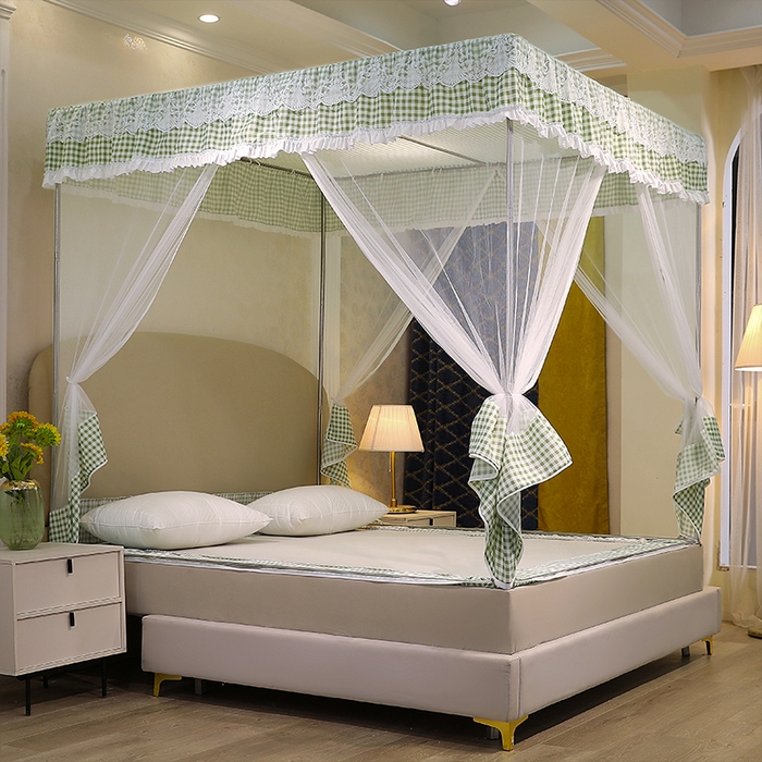 91家纺网 家纺一手货源 找家纺 初心2025新款坐床遮光蚊帐系列 绿小格