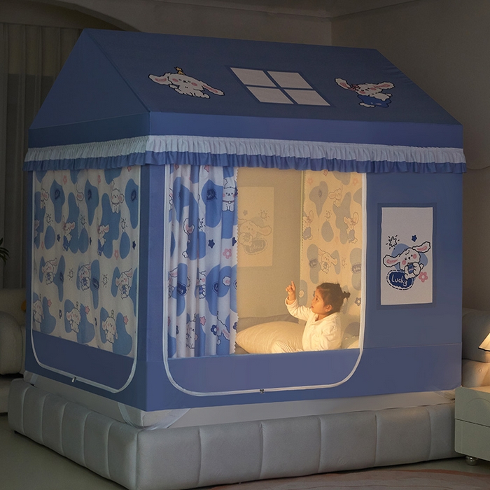 91家纺网 家纺一手货源 找家纺 迪凡保罗 2025新款城堡遮光防摔坐床蚊帐 长耳兔