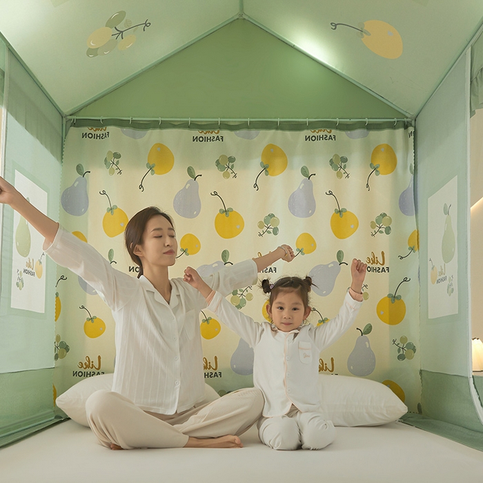 91家纺网 家纺一手货源 找家纺 迪凡保罗 2025新款城堡遮光防摔坐床蚊帐 大吉大梨