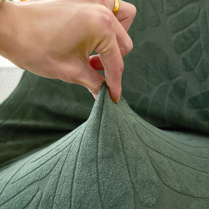 91家纺网 家纺一手货源 找家纺 共鸣沙发套 2024新款臻品提花系列椅套（扶手款弧形椅套） 织叶-松绿