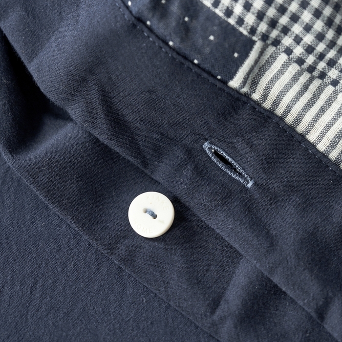 91家纺网 家纺一手货源 找家纺 安莱生活 2024年新品双层纱拼布田园纽扣款四件套 拼布田园纽扣款-藏青