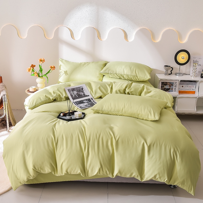 91家纺网 家纺一手货源 找家纺 简爱家纺 2025新款水洗真丝四件套 仙草绿