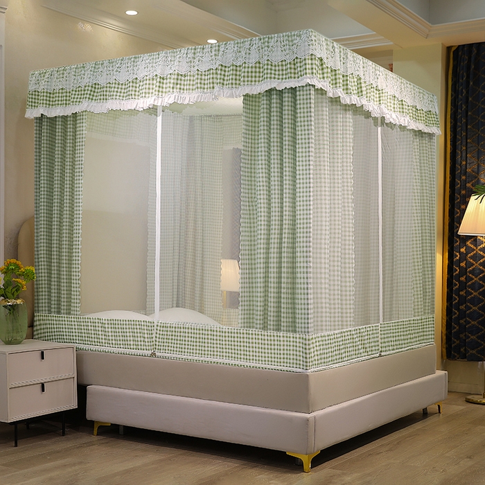 91家纺网 家纺一手货源 找家纺 初心2025新款坐床遮光蚊帐系列 绿小格