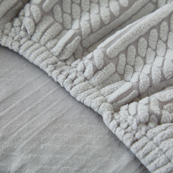 91家纺网 家纺一手货源 找家纺 共鸣沙发套 2024新款摇粒绒提花交织纹系列椅套（扶手款弧形椅套） 格纹-浅灰