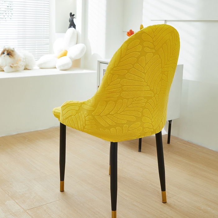 91家纺网 家纺一手货源 找家纺 共鸣沙发套 2024新款臻品提花系列椅套（扶手款弧形椅套） 织叶-柠黄