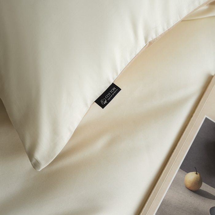 91家纺网 家纺一手货源 找家纺 安莱生活 2024新款100s长绒棉贡缎双拼四件套 月光白-棕灰