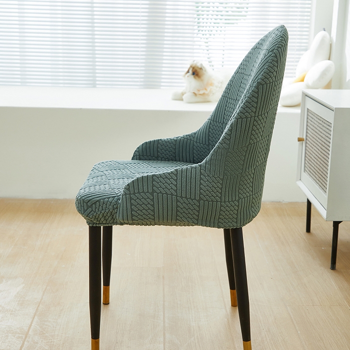 91家纺网 家纺一手货源 找家纺 共鸣沙发套 2024新款摇粒绒提花交织纹系列椅套（扶手款弧形椅套） 格纹-墨绿