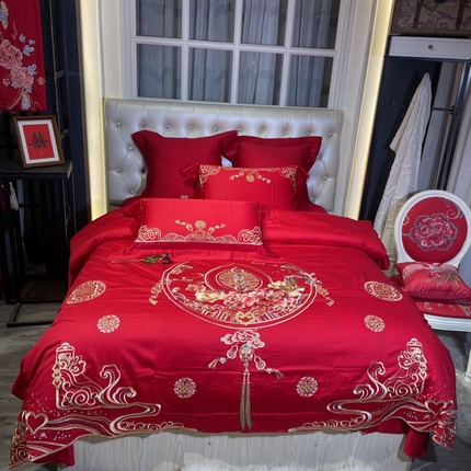 91家纺网 家纺一手货源 找家纺 （总）玖玖爱 2024新款100支提花婚庆四件套