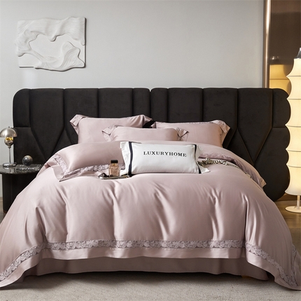 91家纺网 家纺一手货源 找家纺 时忆 2024新款100支天丝棉镂空四件套 柏林 岚紫