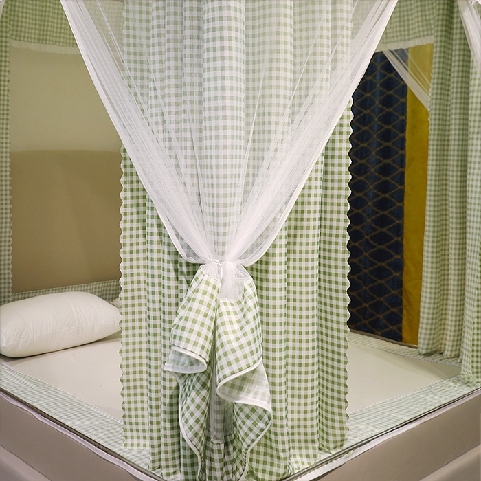 91家纺网 家纺一手货源 找家纺 初心2025新款坐床遮光蚊帐系列 绿小格