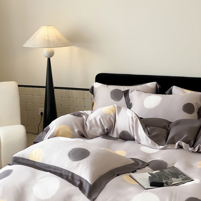 91家纺网 家纺一手货源 找家纺 优悦 2024新款天丝印花四件套 波普时尚-灰