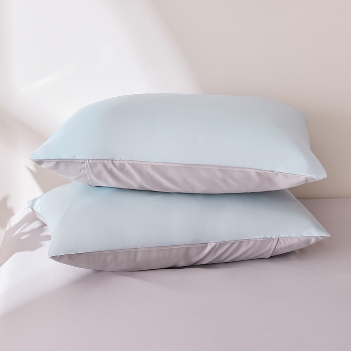 91家纺网 家纺一手货源 找家纺 简爱家纺 2025新款水洗真丝四件套 风铃蓝+雅致灰