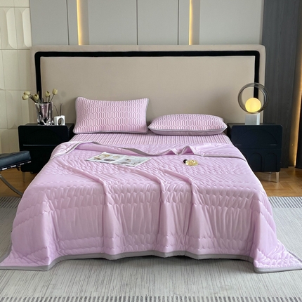 91家纺网 家纺一手货源 找家纺 福来临 2025新款纯色凉感丝夏被芯夏凉被子 浅紫色